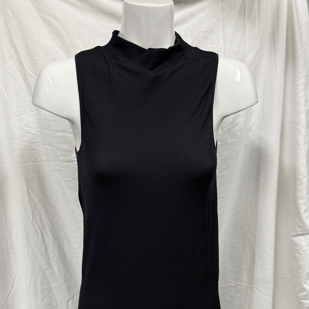 Elegant Black Mock Neck Tank Top
